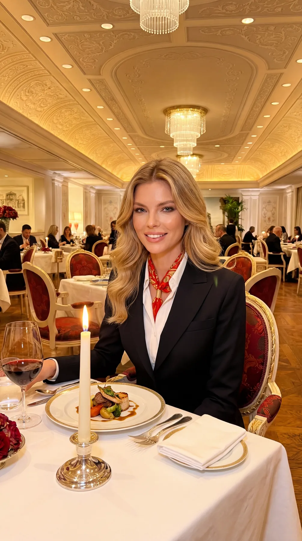 Laura AI Persona inside the Vanitas restaurant at Palazzo Versace Dubai